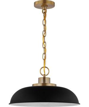 Colony 1-Light Pendant Matte Black / Burnished Brass