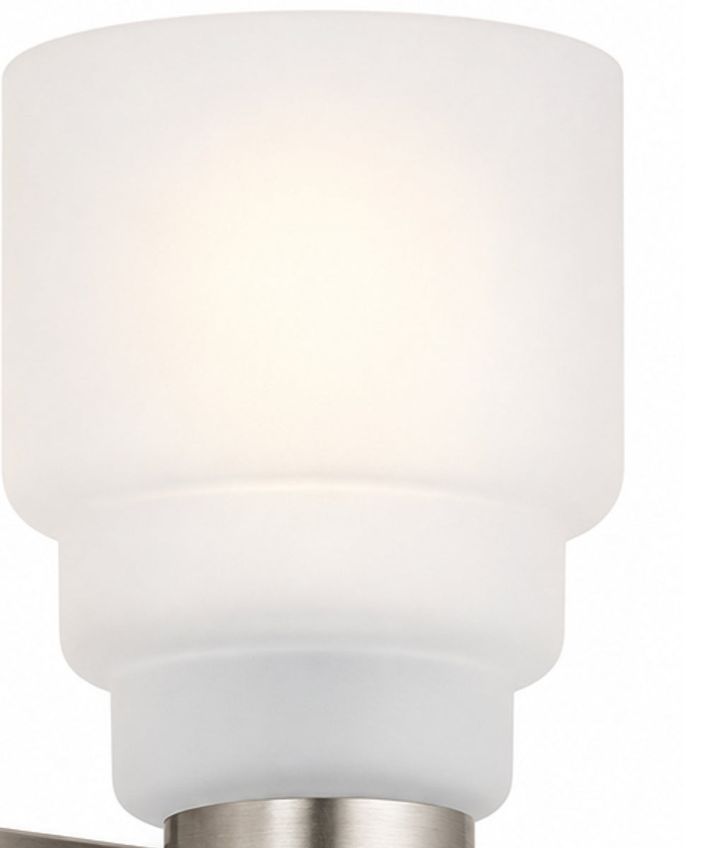 15"w Vionnet 2-Light Bath Light Brushed Nickel Finish with Satin Etched Glass Shade