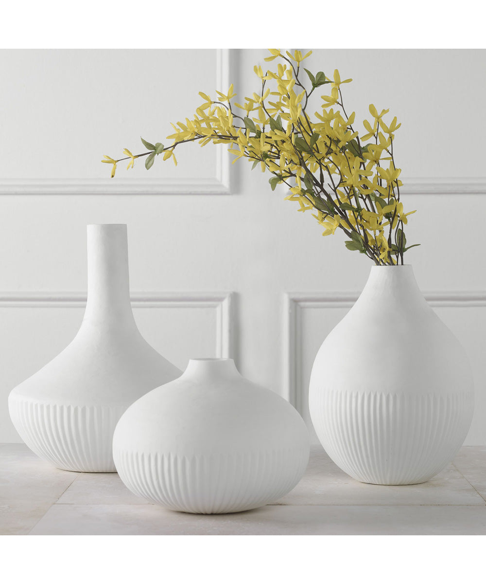 Apothecary Satin White Vases, Set of 3