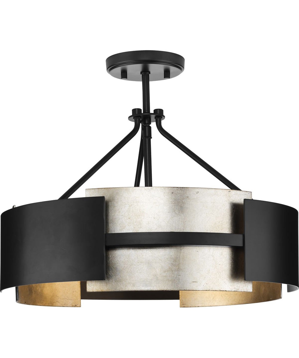 Lowery 3-Light Semi-Flush Mount Matte Black