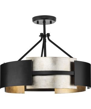 Lowery 3-Light Semi-Flush Mount Matte Black