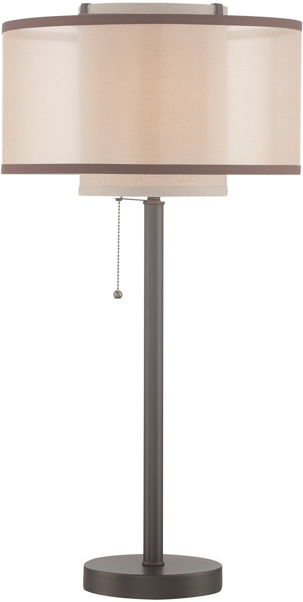 Lite Source Fabrizio 1-light Table Lamp  D.brz/outer Gold Organza/inner Linen