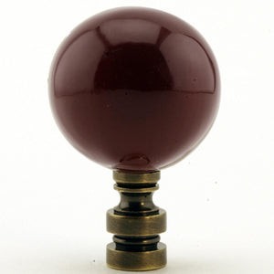 2"H Ceramic  40mm Burgundy Ball Antique Base Finial
