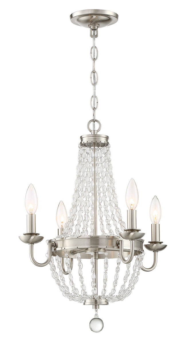 Lite Source Palila 4-light Crystal Chandeliers Brushed Nickel