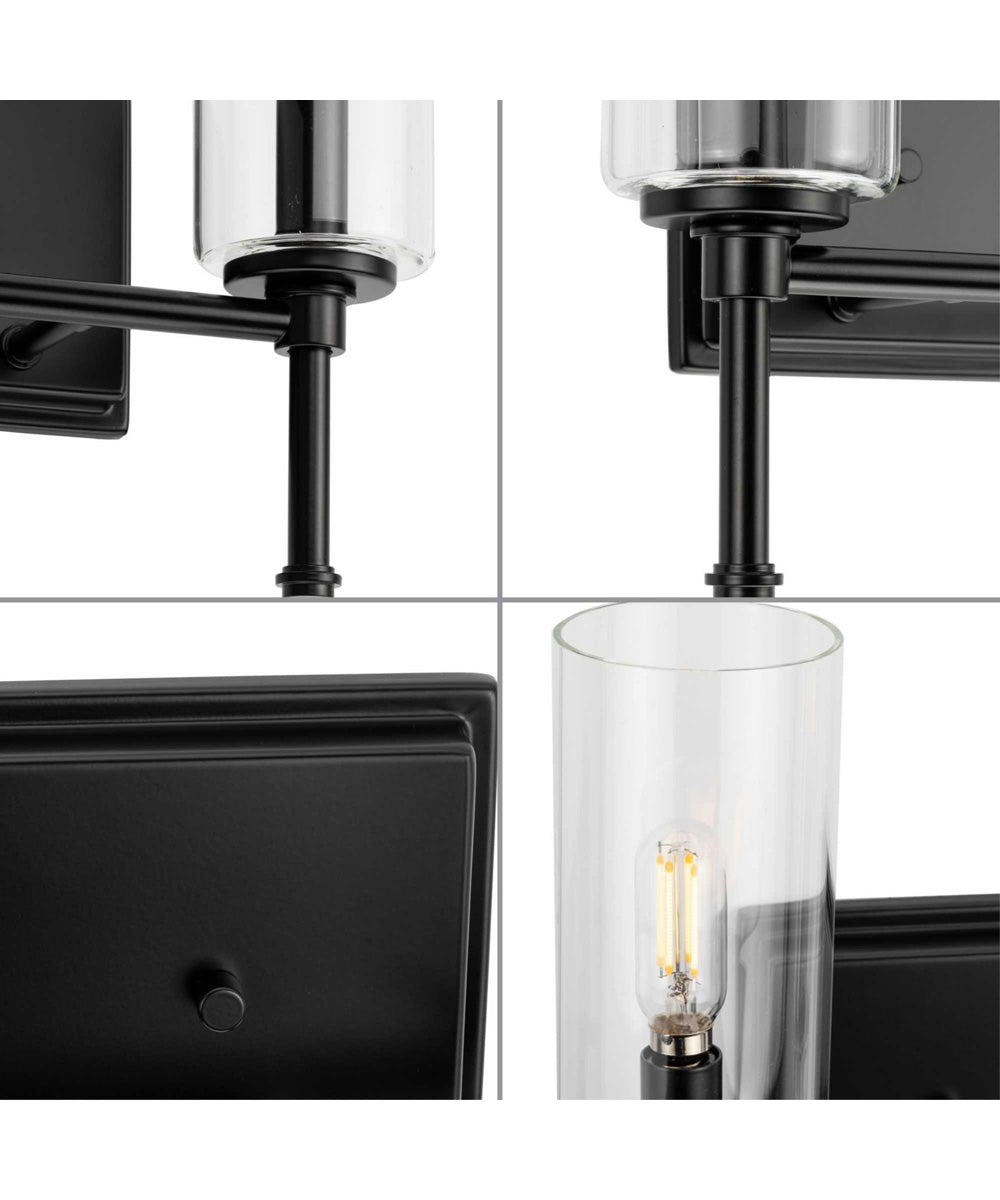 Elara 2-Light New Traditional Clear Glass Bath Vanity Light Matte Black