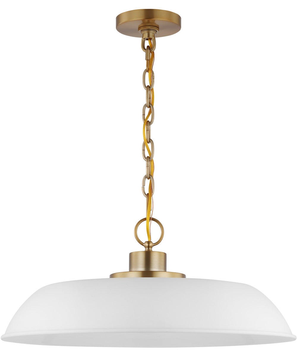 Colony 1-Light Pendant Matte White / Burnished Brass
