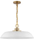 Colony 1-Light Pendant Matte White / Burnished Brass