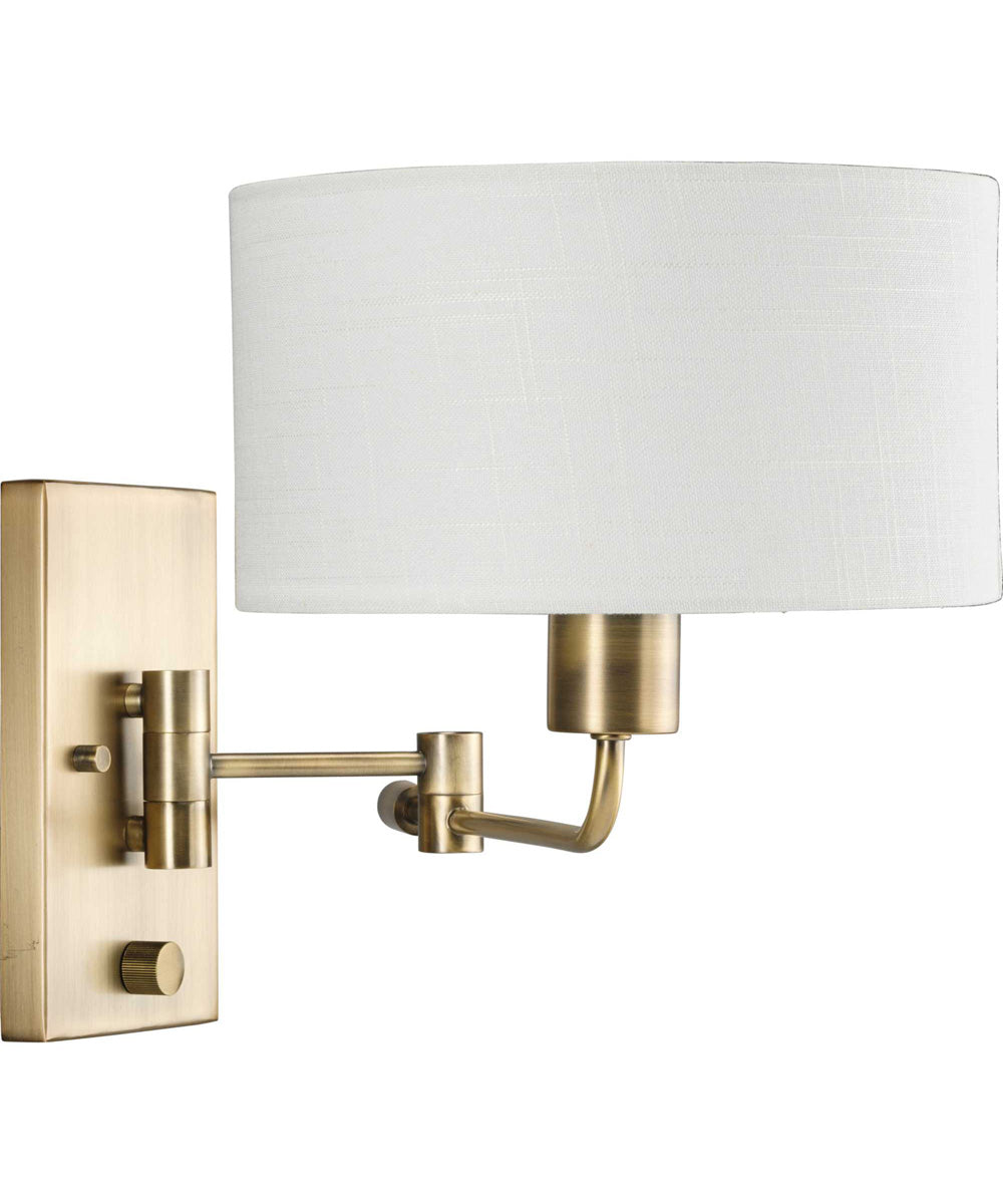 Carrick  1-Light Summer Linen Shade Transitional Wall Light Vintage Brass