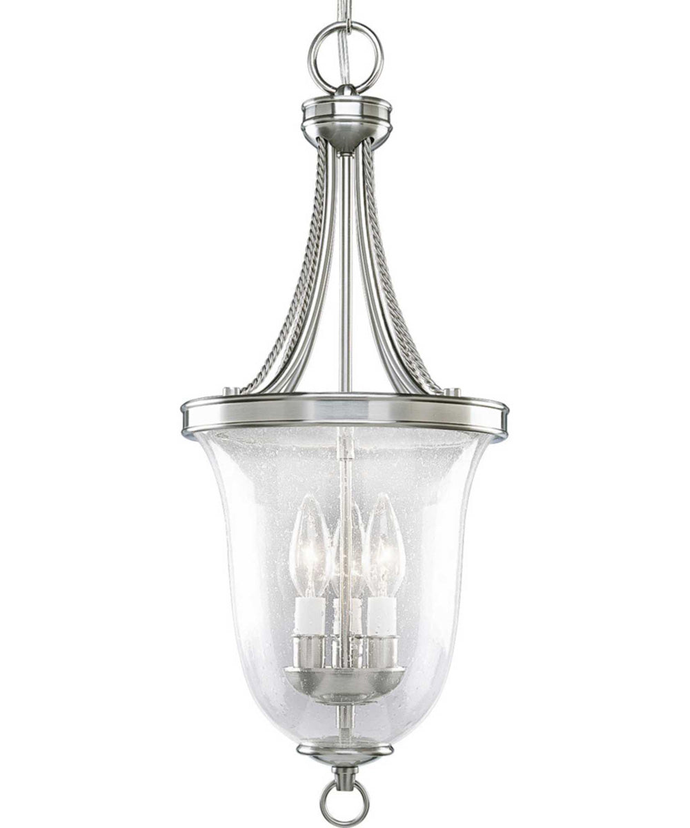 Seeded Glass 3-Light Foyer Pendant Brushed Nickel