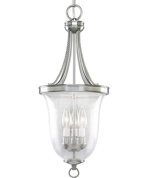 Seeded Glass 3-Light Foyer Pendant Brushed Nickel