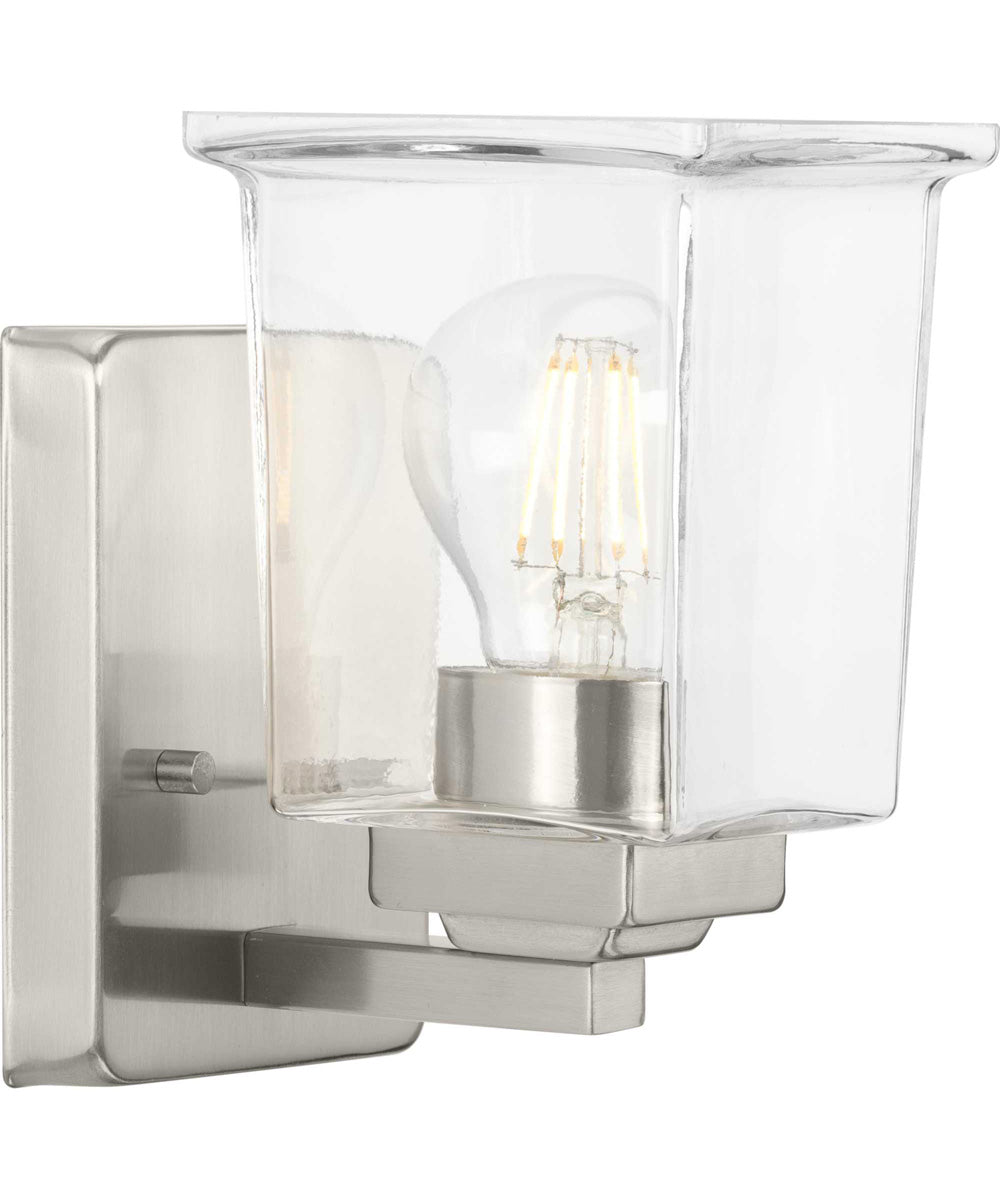 Gilmour 1-Light Modern Farmhouse Clear Glass Bath Vanity Light Brushed Nickel