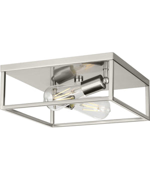 Perimeter 2-Light Modern Style Flush Mount Ceiling Light Brushed Nickel
