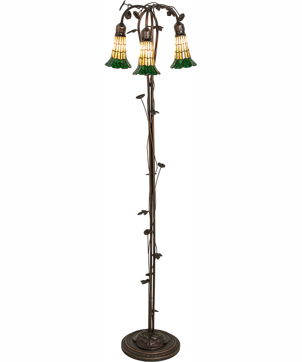 58" High Stained Glass Pond Lily 3 Light Floor Lamp