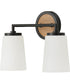 Jonah 2-Light Vanity Light Wood and Matte Black