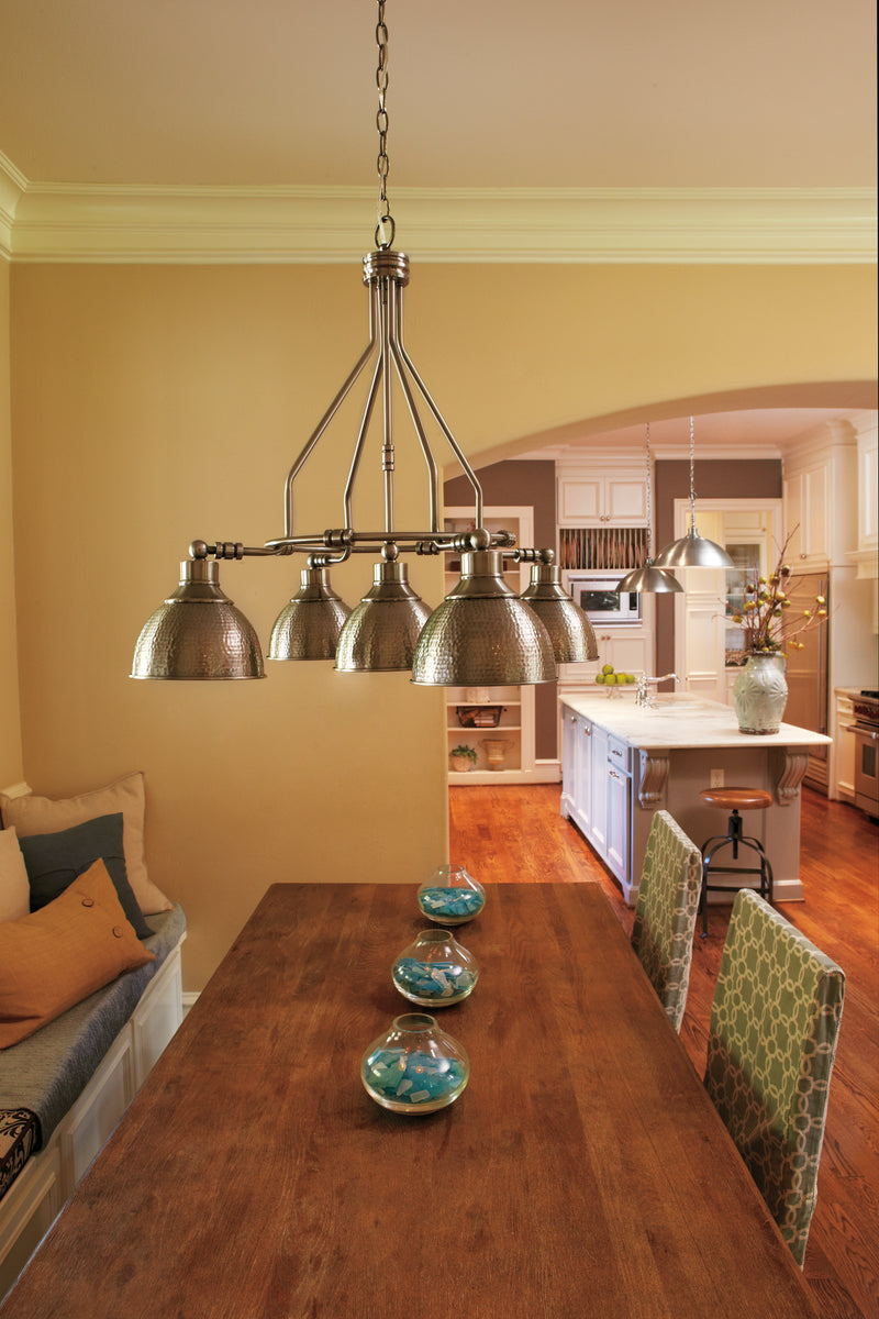 30"W Timarron 5-Light Down Chandelier Antique Nickel