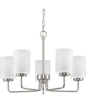 Merry 5-Light Etched Glass Transitional Style Chandelier Light Brushed Nickel