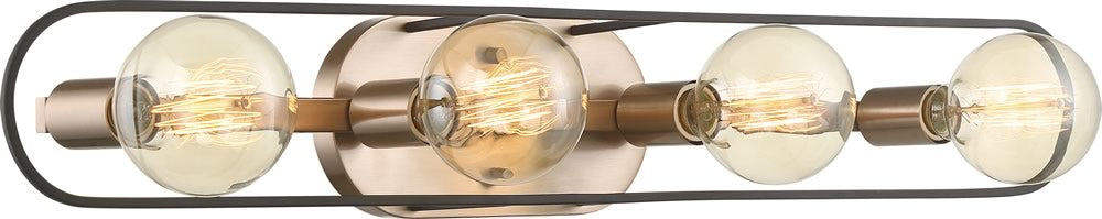 32"W Chassis 4-Light Vanity & Wall Copper Brushed Brass / Matte Black