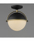 Duke 1-Light Semi Flush Mount Black/Weathered Brass