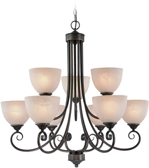 31"W Raleigh 9-Light Chandelier Old Bronze