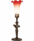 15" High Pink/White Tiffany Pond Lily Nouveau Lady Mini Lamp