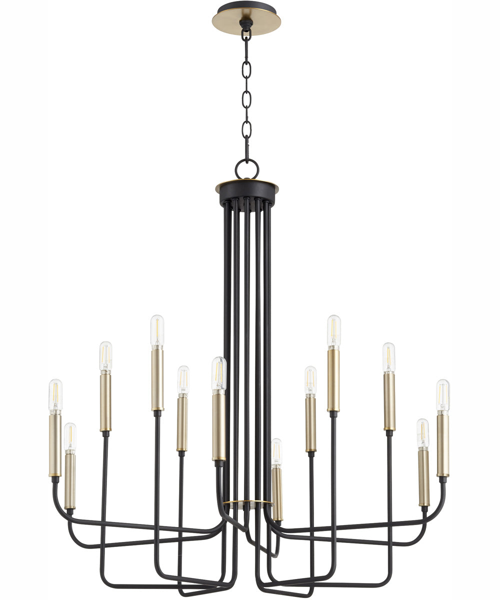 Hope 12-light Chandelier Textured Black w/ Aged Brass