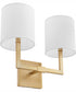 BOLERO 2-light Wall Mount Light Fixture Aged Brass w/ White Linen