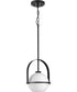 Delayne 1-Light Mid-Century Modern Etched Opal Glass Pendant Light Matte Black