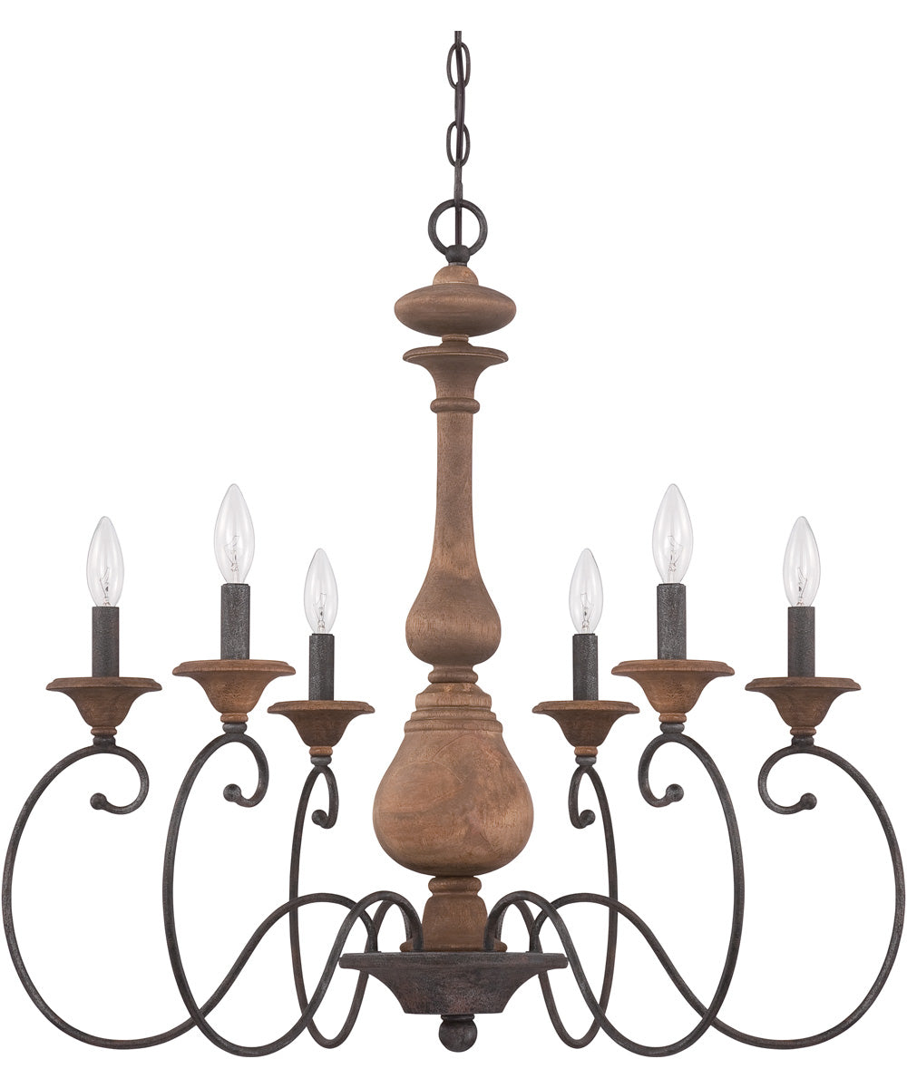 Auburn 6-light Chandelier Rustic Black