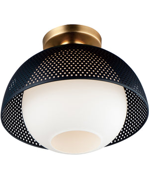 Perf 1-Light Flush Mount Black / Satin Brass