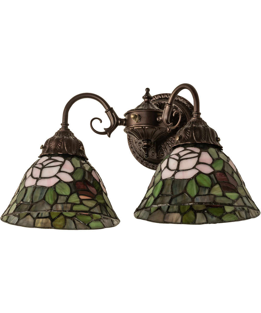 18"W Tiffany Rosebush 2 Light Wall Sconce.602