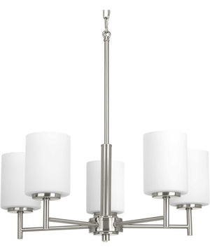Replay 5-Light Etched Glass Modern Chandelier Light Brushed Nickel