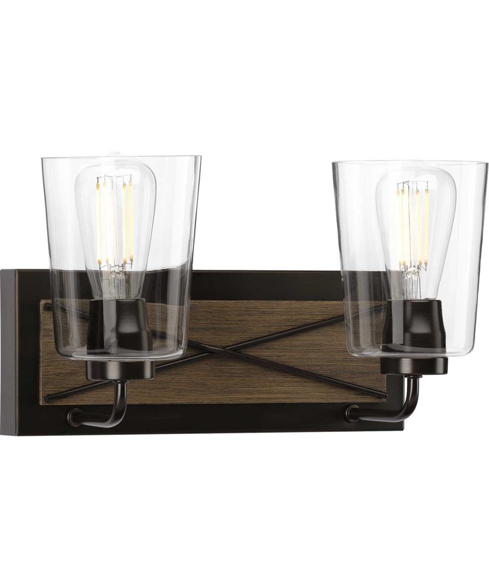 Briarwood 2-Light Clear Glass Coastal Bath Vanity Light Antique Bronze
