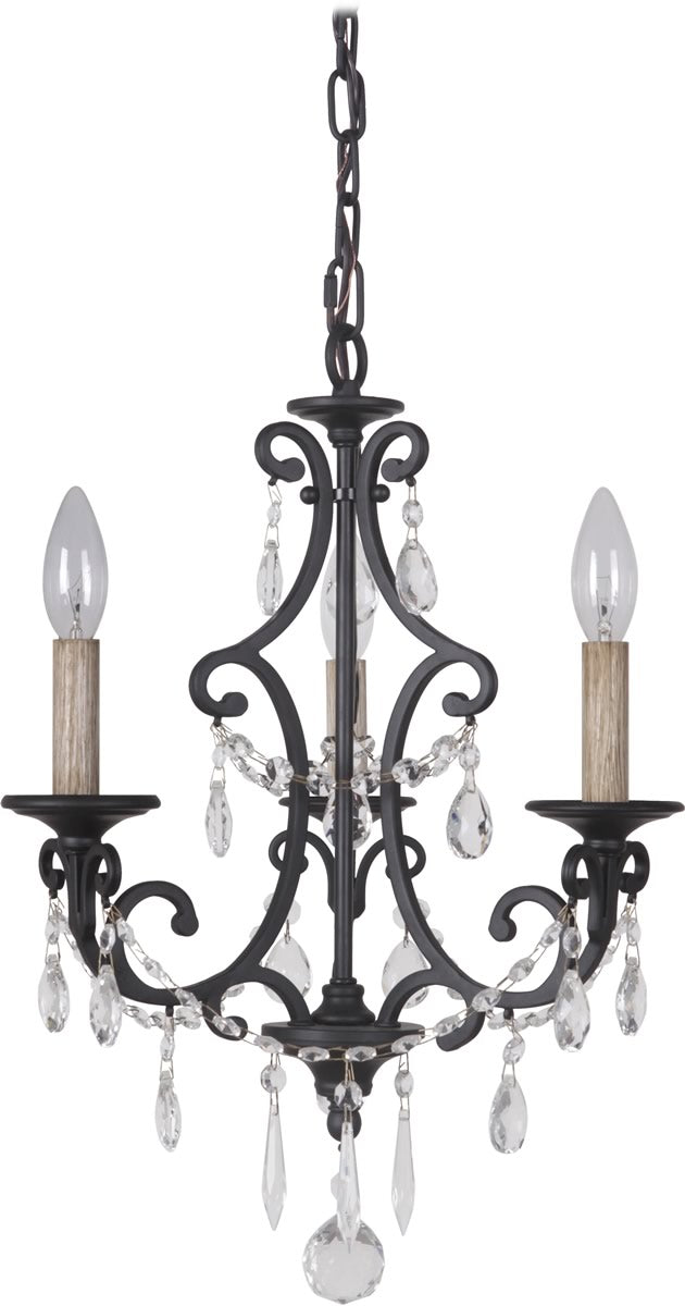 14"W Bentley 3-Light Chandelier Matte Black