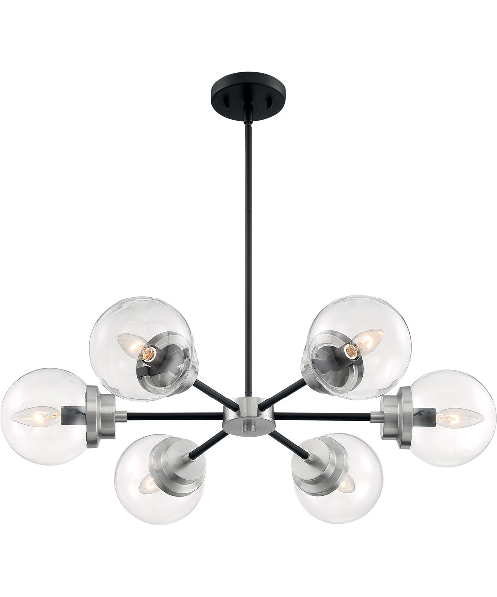 30"W Axis 6-Light Chandelier Matte Black / Brushed Nickel Accents