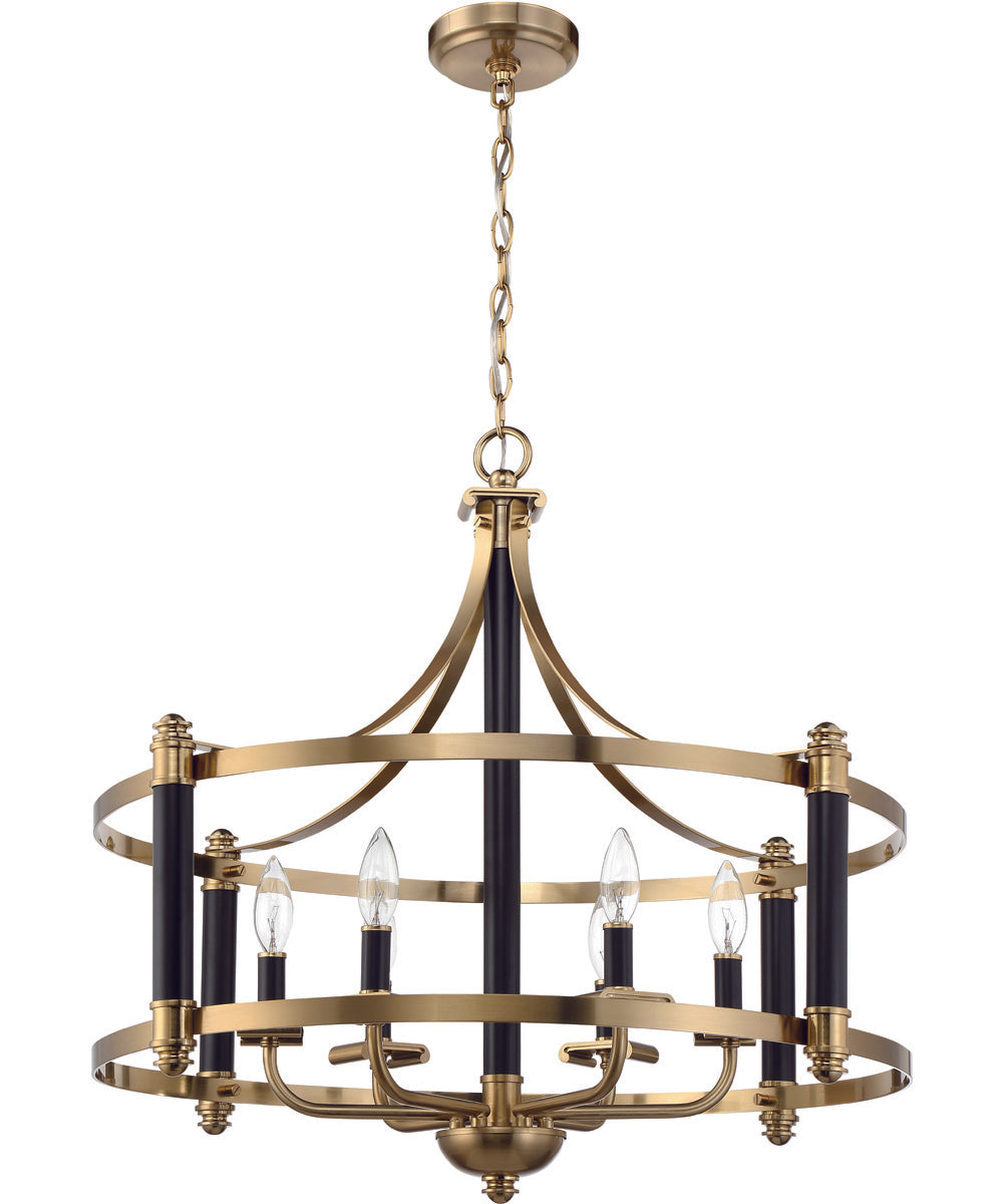 Stanza 6-Light Pendant Flat Black/Satin Brass