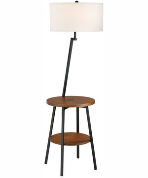 Lemington 1-Light Floor Lamp With Wireless Charging Pad Black/Wood/White
