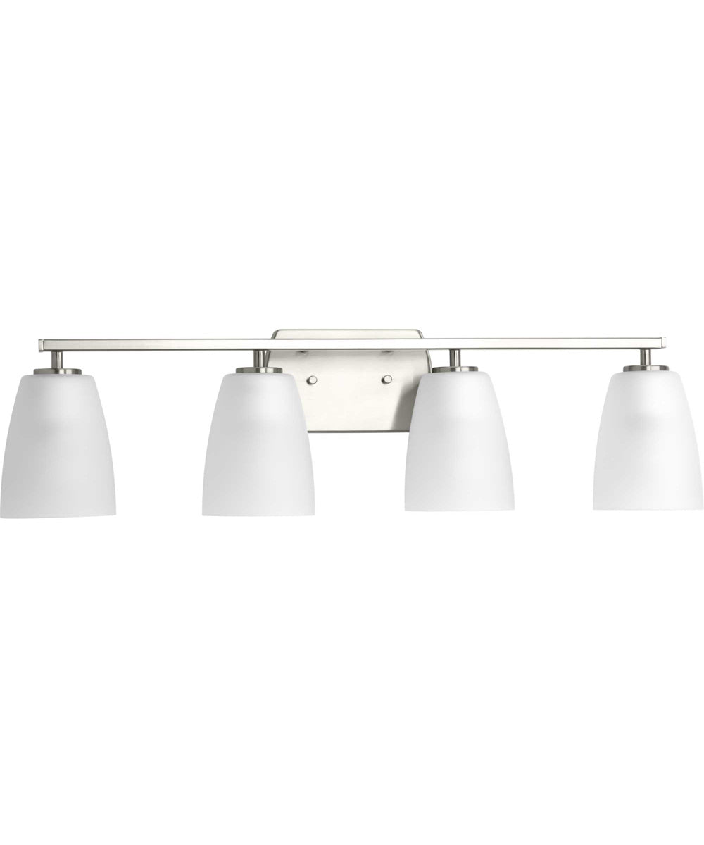 Leap 4-Light Etched Glass Modern Bath Vanity Light Brushed Nickel