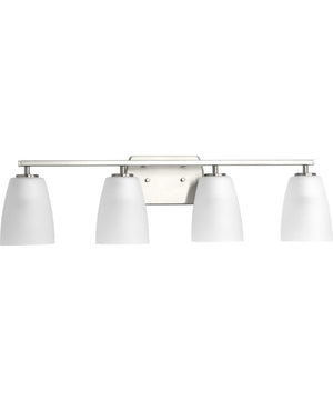 Leap 4-Light Etched Glass Modern Bath Vanity Light Brushed Nickel