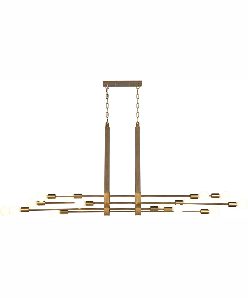 Sabine 72'' Wide 14-Light Linear Chandelier - Pecan/Brushed Gold