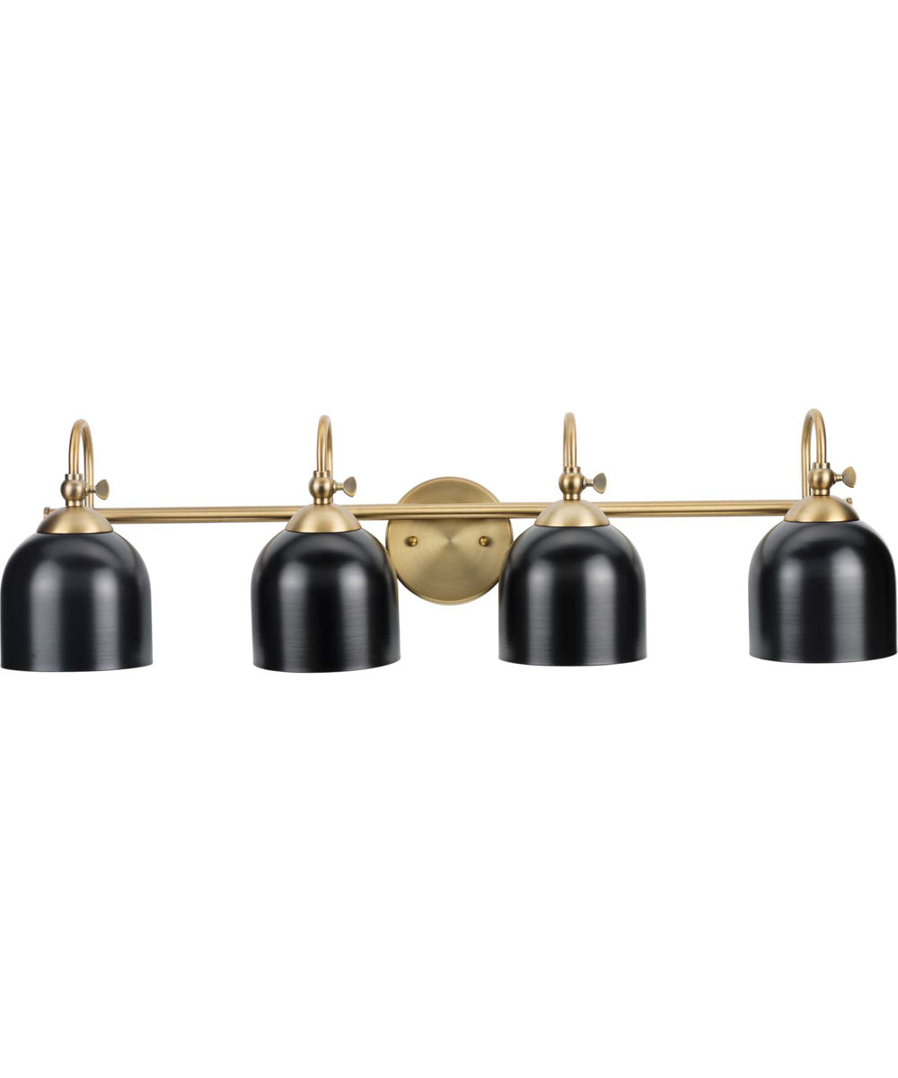 Dalton 4-Light Farmhouse Metal Shade Bath Vanity Light Vintage Brass