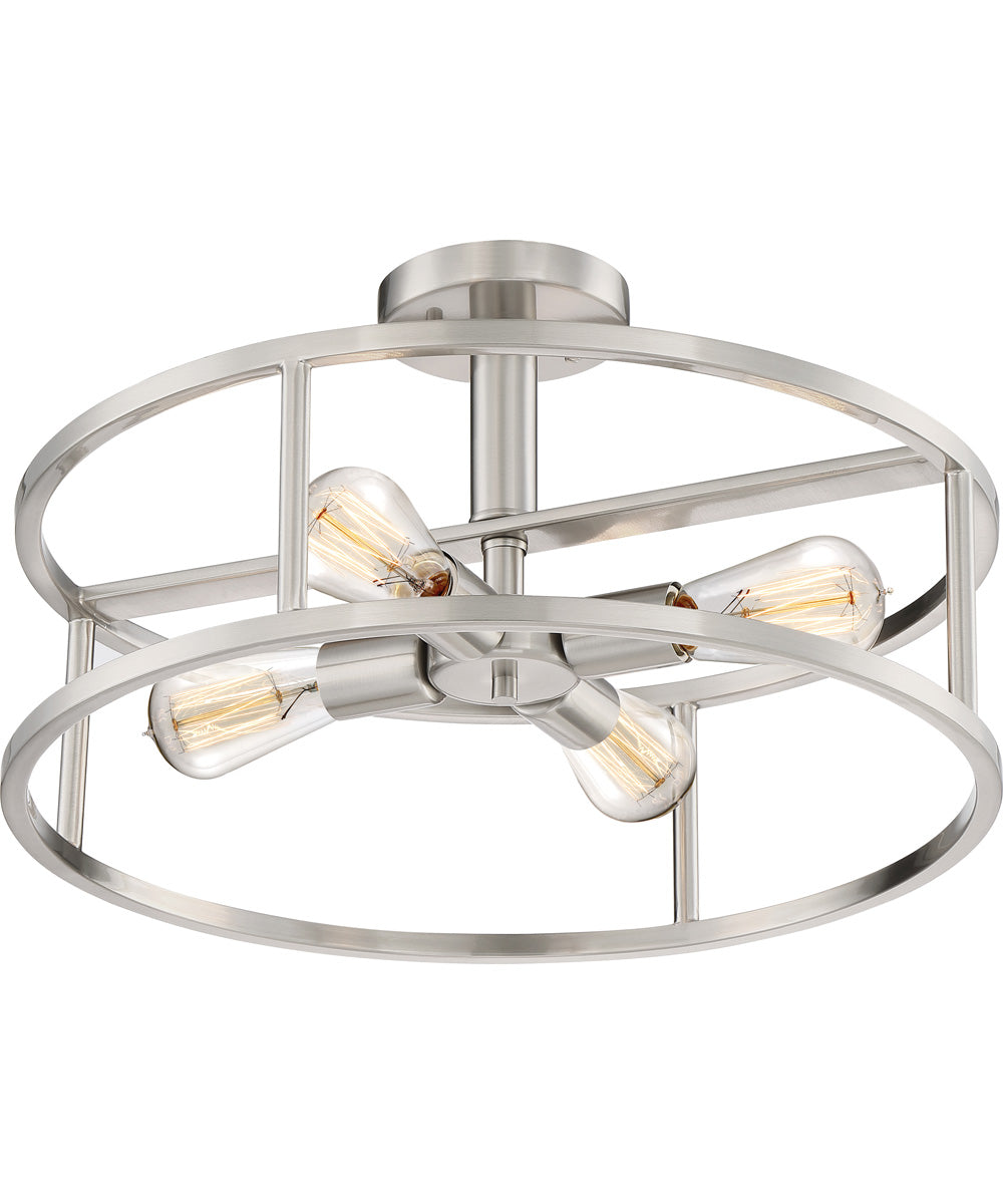 New Harbor Large 4-light Semi Flush Mount Brushed Nickel