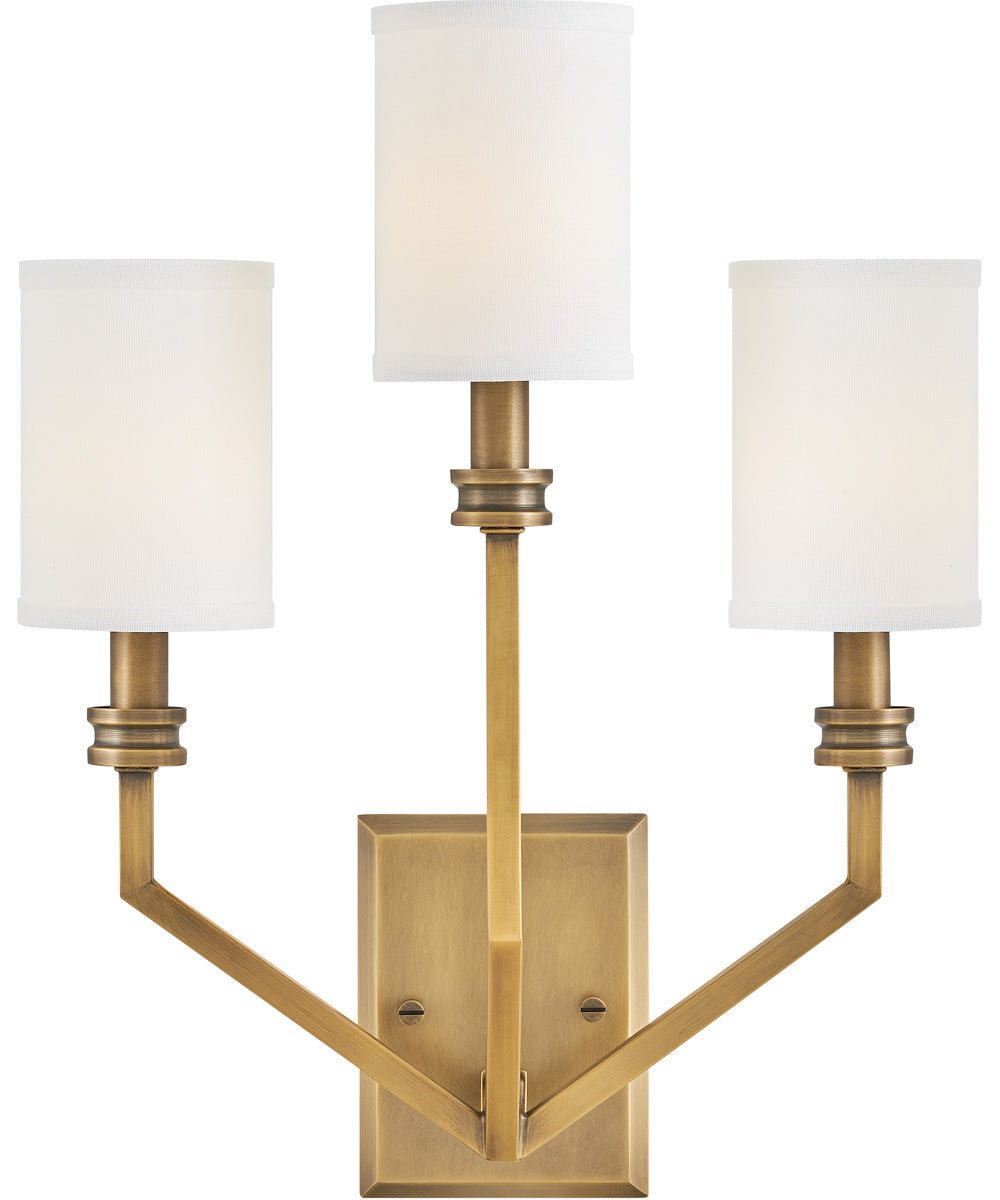 Moore 3-Light Medium Sconce in Heritage Brass