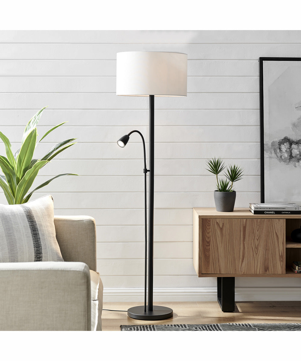 Nanette 1-Light Floor Lamp With Reading Black/Fabric Shade