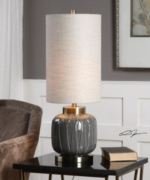 31"H Zahlia Aged Gray Ceramic Lamp