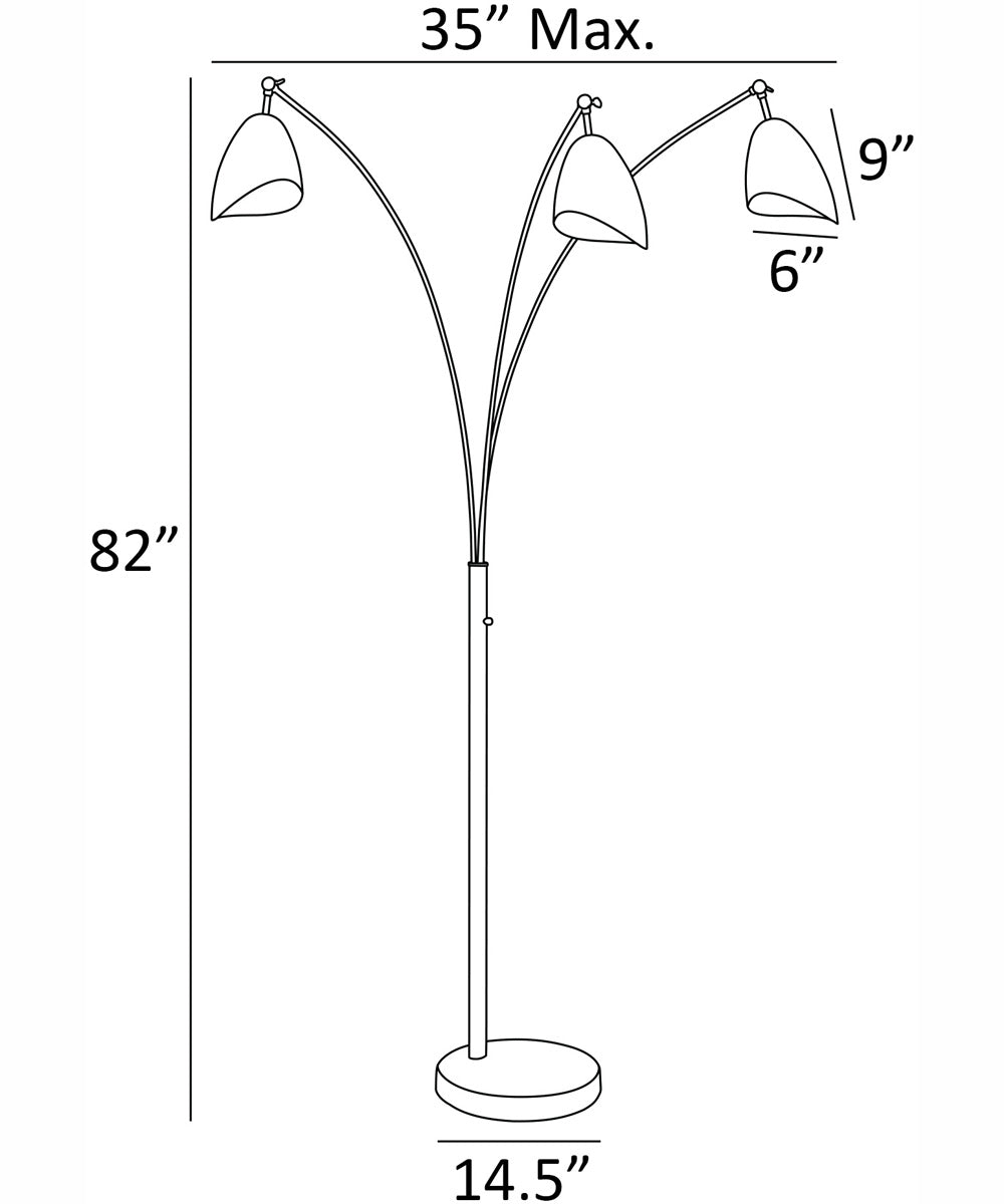 Tanko 1-Light 3-Light Arch Lamp Antique Brass/Black