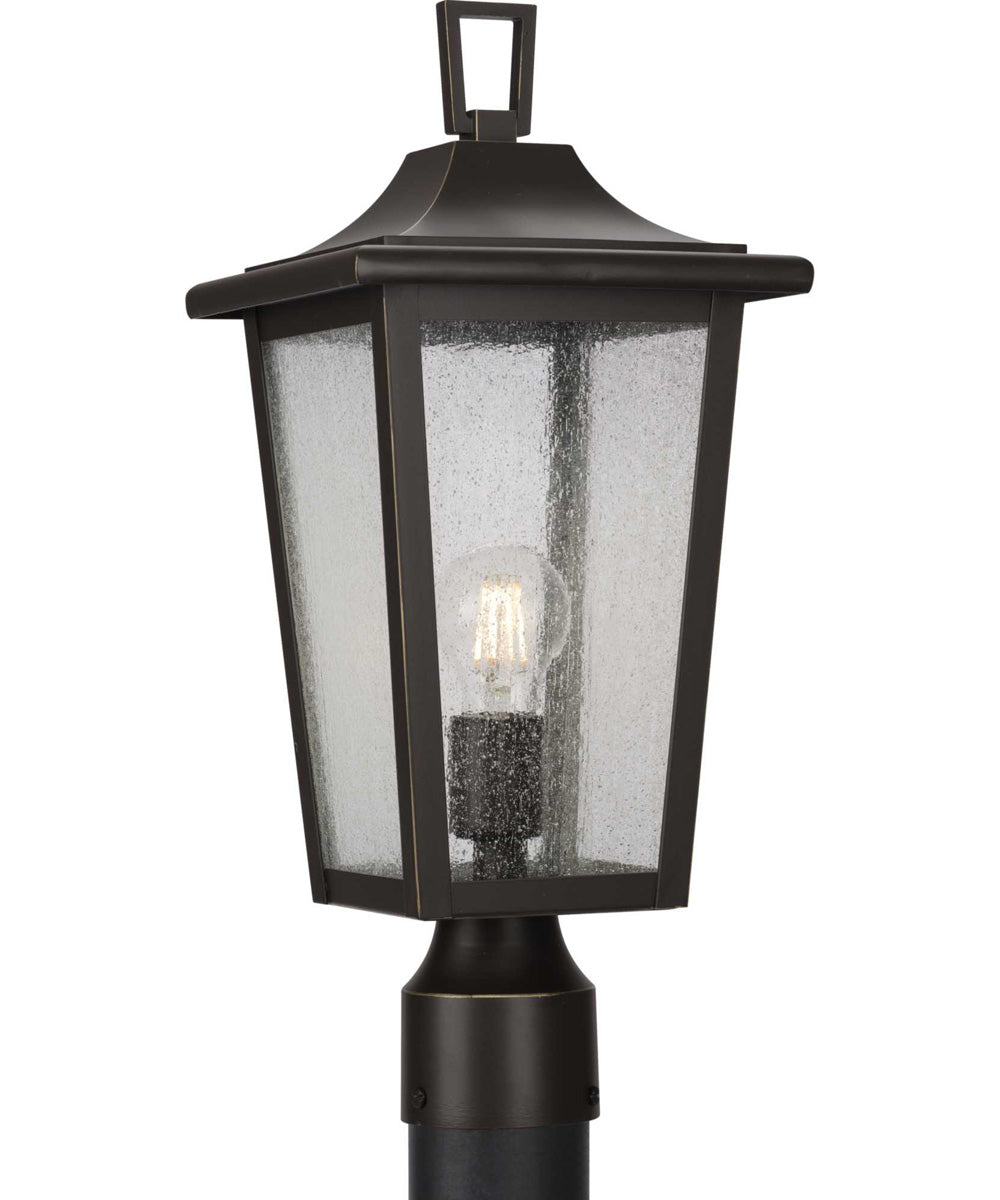 Padgett 1-Light Transitional Clear Seeded Glass Outdoor Post Light Antique Bronze
