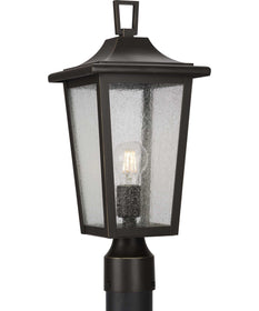 Padgett 1-Light Transitional Clear Seeded Glass Outdoor Post Light Antique Bronze