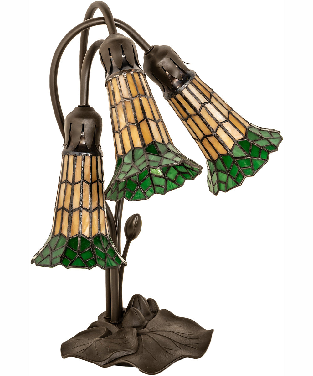 16" High Stained Glass Pond Lily 3 Light Accent Lamp