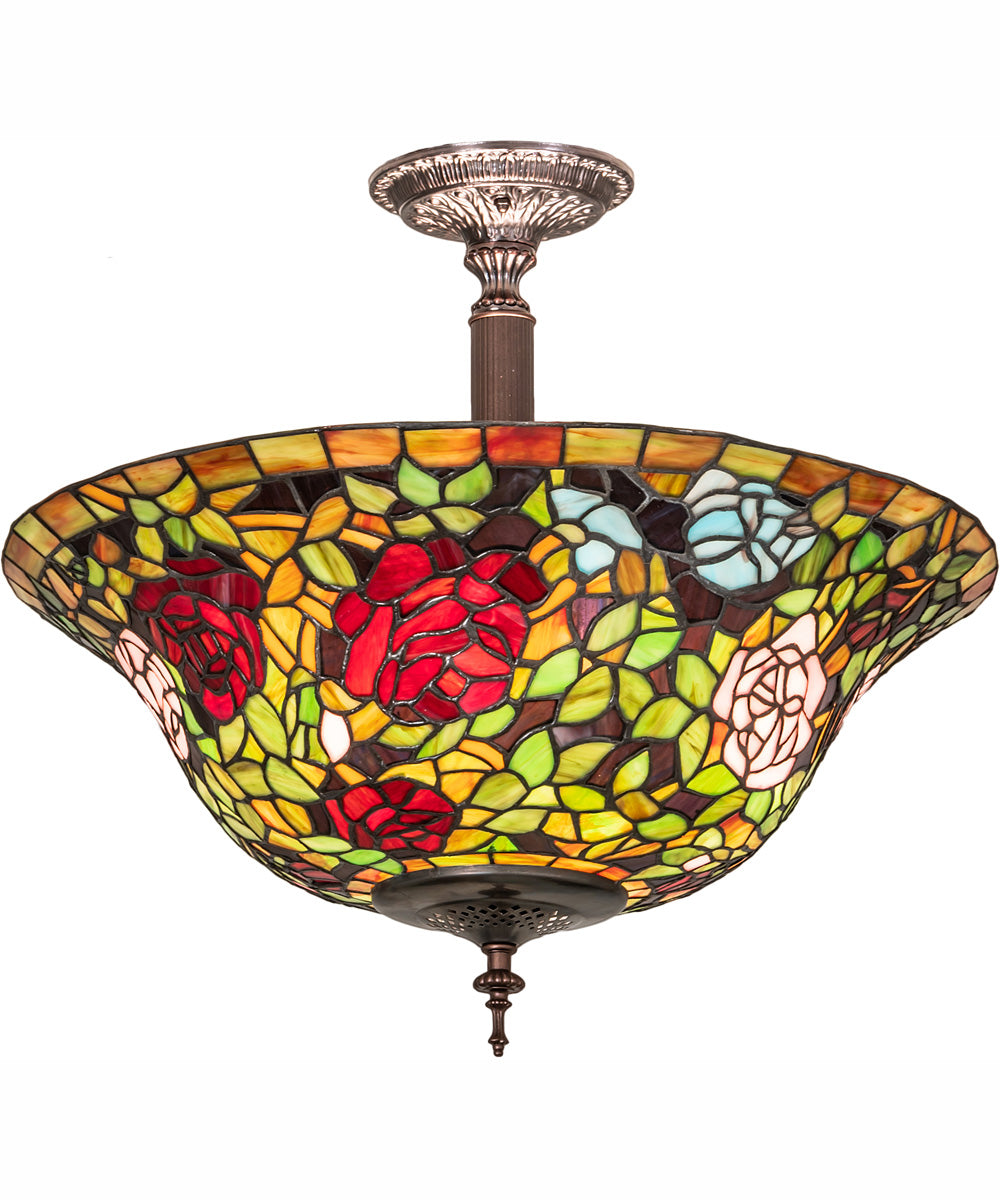 20" Wide Tiffany Rosebush Semi-Flushmount