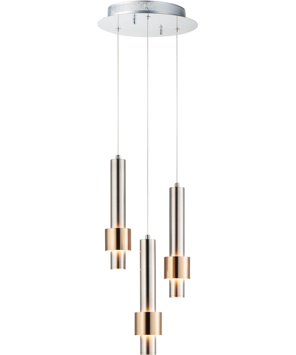 11"W Reveal LED 3-Light Pendant Satin Nickel / Satin Brass